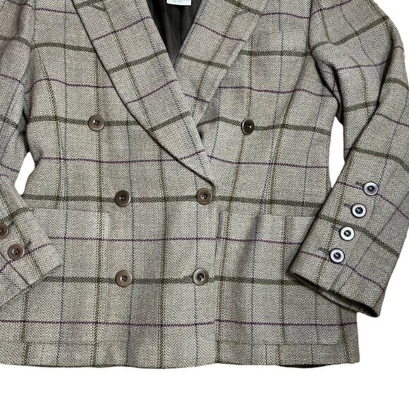 ESCADA Wool Double Breasted Plaid Blazer Jacket Women Size 38 (Medium) - Picture 4 of 11